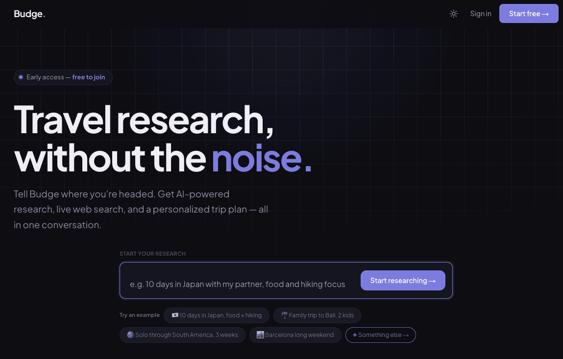 Budge - AI Travel Research & Planner